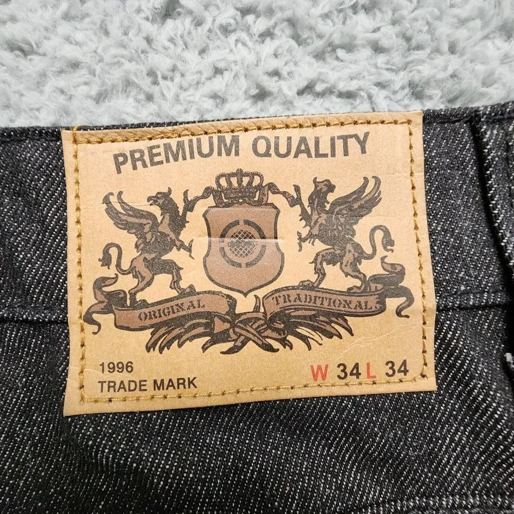 Noiz Jeans Men 34x34 (Fits as 30x33) Black Straight Leg 5 Pocket Denim Pants‎